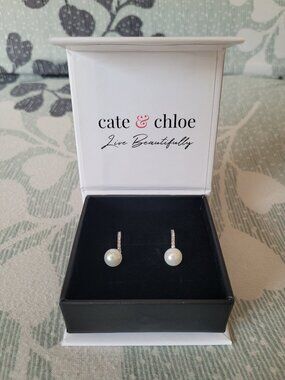 Cate & Chloe Faux Pearl Earrings with Swarovski Crystals